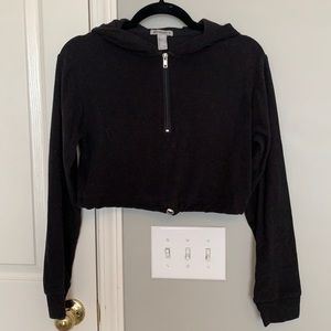Forever 21 Black Cropped Hoodie
